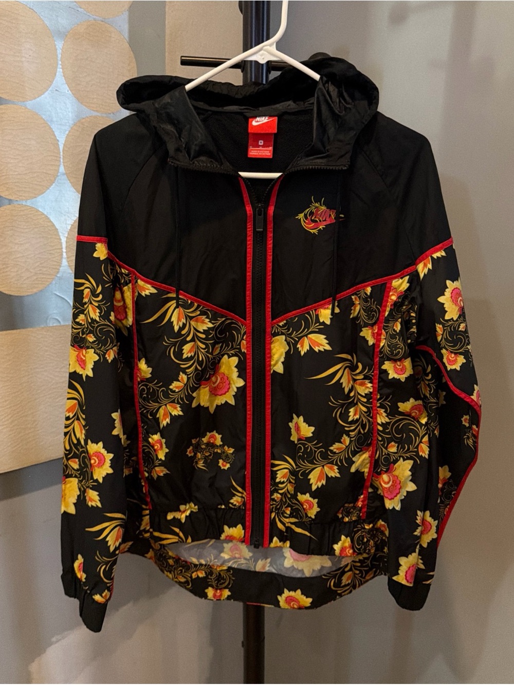 Nike Sportswear Windrunner with Yellow & Red Floral Design SZ M